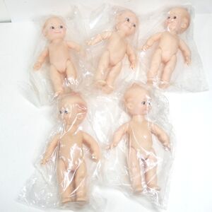 5 Kewpie Dolls 9" Rose Art Plastic Vintage NOS